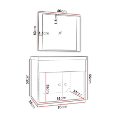 Garnero Arredamenti Mobile Bagno Sospeso-Mobile bagno sospeso 60cm con specchio serigrafato bianco Ischia 5 Bianco Lucido