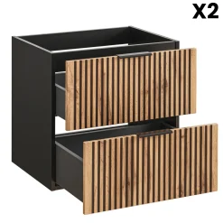 Garnero Arredamenti Mobile Bagno Sospeso-Mobile bagno sospeso 120cm cm con 2 lavabi da incasso, 2 specchi e colonna quercia antracite Limpid