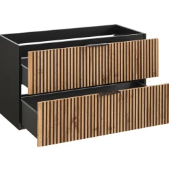 Garnero Arredamenti Mobile Bagno Sospeso-Mobile bagno sospeso 100cm cm con lavabo, specchio, colonna e cubotti quercia antracite Limpid