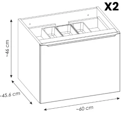 Garnero Arredamenti Mobile Bagno Sospeso-Mobile bagno sospeso 140cm con 2 lavabi, specchio e colonna nero Serif