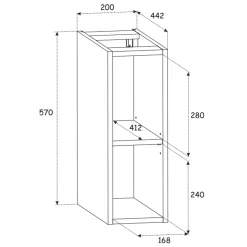 Garnero Arredamenti Mobile Bagno Sospeso-Mobile bagno sospeso 80cm cannettato 2 cassetti e vani bianco rovere Cleany Bianco Opaco