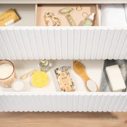 Garnero Arredamenti Mobile Bagno Sospeso-Mobile bagno sospeso 80cm cannettato 2 cassetti e vani bianco rovere Cleany Bianco Opaco