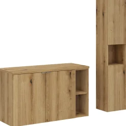 Garnero Arredamenti Mobile Bagno Sospeso-Mobile bagno sospeso 80cm con colonna rovere Rovery