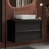 Garnero Arredamenti Mobile Bagno Sospeso-Mobile bagno sospeso 92cm con lavabo nero frassinato Absolut