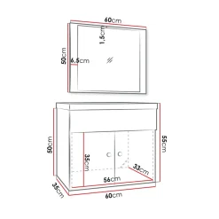 Garnero Arredamenti Mobile Bagno Sospeso-Mobile bagno sospeso 60cm con specchio serigrafato nero Ischia 5 Nero Lucido