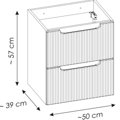 Garnero Arredamenti Mobile Bagno Sospeso-Mobile bagno sospeso 50cm cannettato con lavabo 2 cassetti bianco Cleany Bianco Opaco