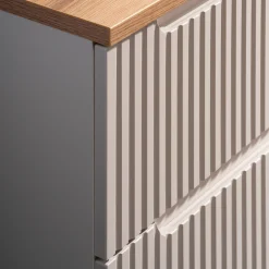 Garnero Arredamenti Mobile Bagno Sospeso-Mobile bagno sospeso 80cm cannettato 2 cassetti e vani rovere Cleany Beige