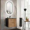 Garnero Arredamenti Mobile Bagno Sospeso-Mobile bagno sospeso 60cm cm con lavabo nero da incasso quercia antracite Limpid