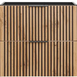 Garnero Arredamenti Mobile Bagno Sospeso-Mobile bagno sospeso 60cm cm con lavabo nero da incasso quercia antracite Limpid