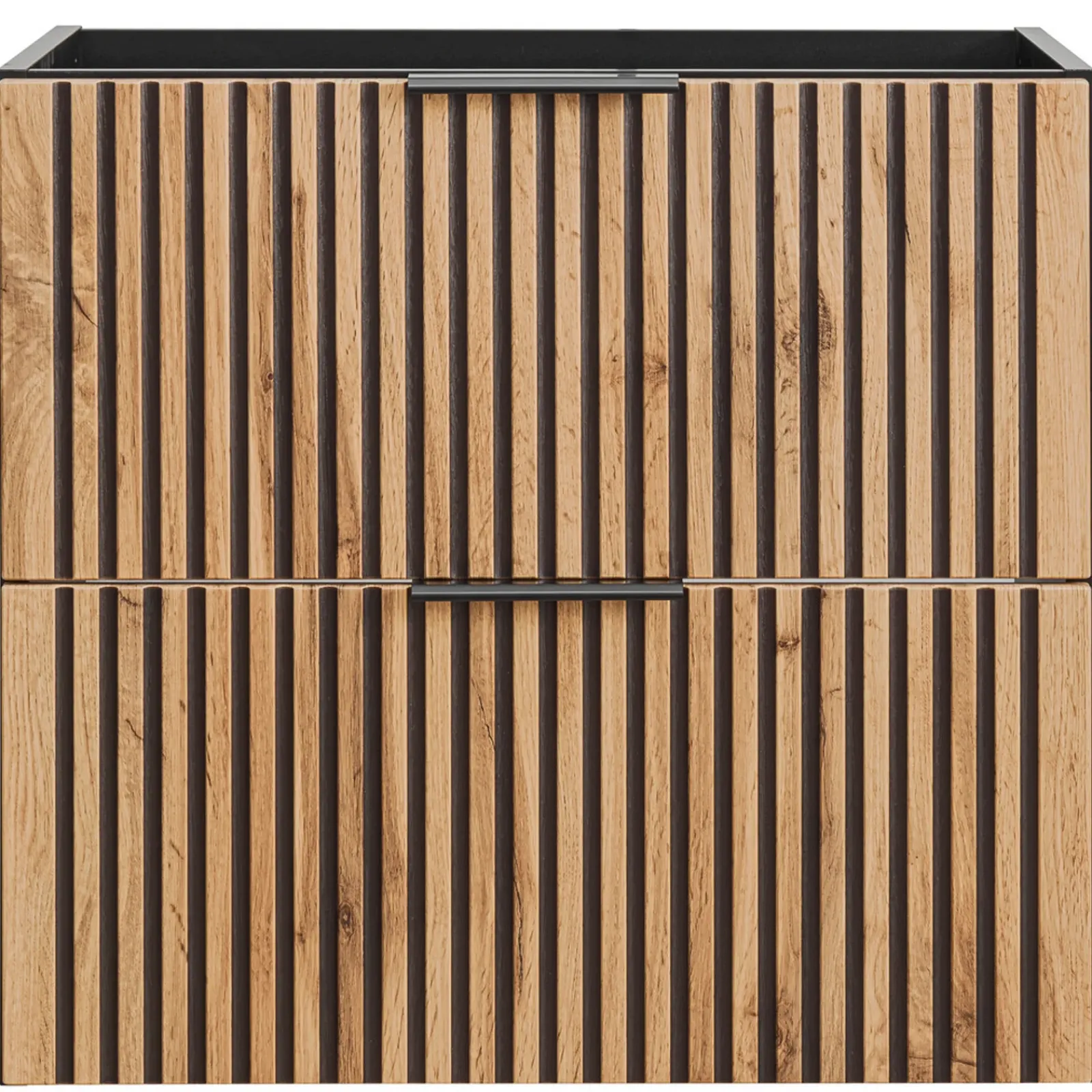 Garnero Arredamenti Mobile Bagno Sospeso-Mobile bagno sospeso 60cm cm con lavabo nero da incasso quercia antracite Limpid