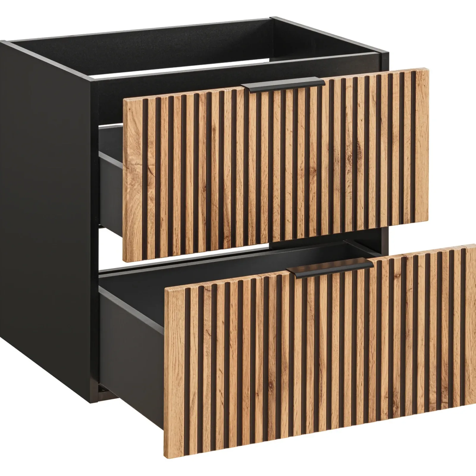 Garnero Arredamenti Mobile Bagno Sospeso-Mobile bagno sospeso 60cm cm con lavabo nero da incasso quercia antracite Limpid