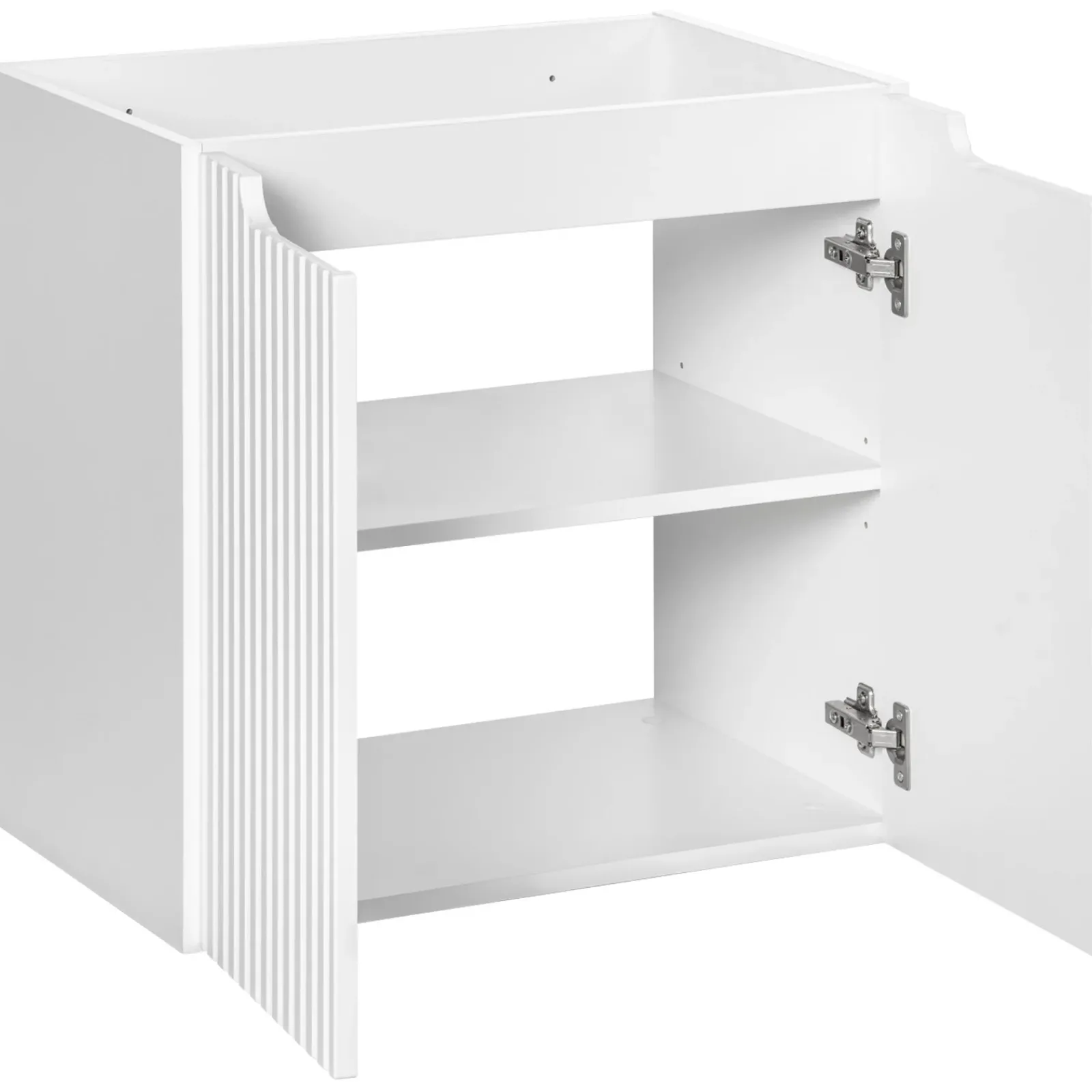 Garnero Arredamenti Mobile Bagno Sospeso-Mobile bagno sospeso 60cm cannettato 2 ante bianco rovere Cleany Bianco Opaco
