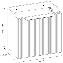 Garnero Arredamenti Mobile Bagno Sospeso-Mobile bagno sospeso 60cm cannettato 2 ante bianco rovere Cleany Bianco Opaco
