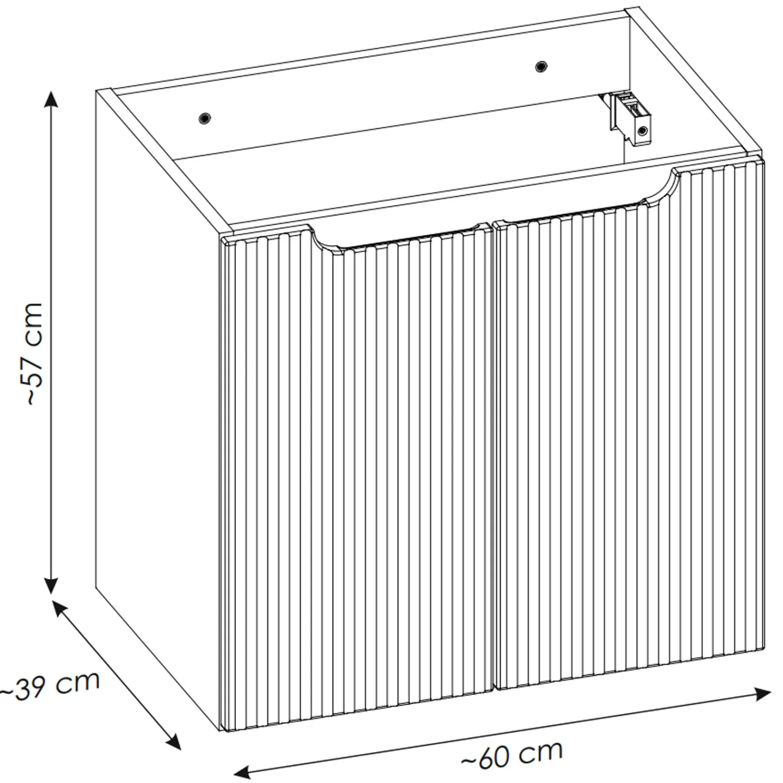 Garnero Arredamenti Mobile Bagno Sospeso-Mobile bagno sospeso 60cm cannettato 2 ante bianco rovere Cleany Bianco Opaco