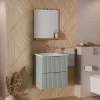 Garnero Arredamenti Mobile Bagno Sospeso-Mobile bagno sospeso 50cm cannettato con lavabo 2 cassetti verde salvia Greeny