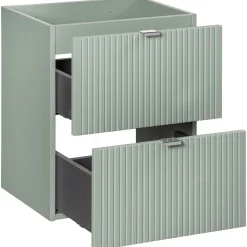 Garnero Arredamenti Mobile Bagno Sospeso-Mobile bagno sospeso 50cm cannettato con lavabo 2 cassetti verde salvia Greeny