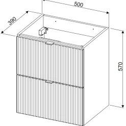 Garnero Arredamenti Mobile Bagno Sospeso-Mobile bagno sospeso 50cm cannettato con lavabo 2 cassetti verde salvia Greeny
