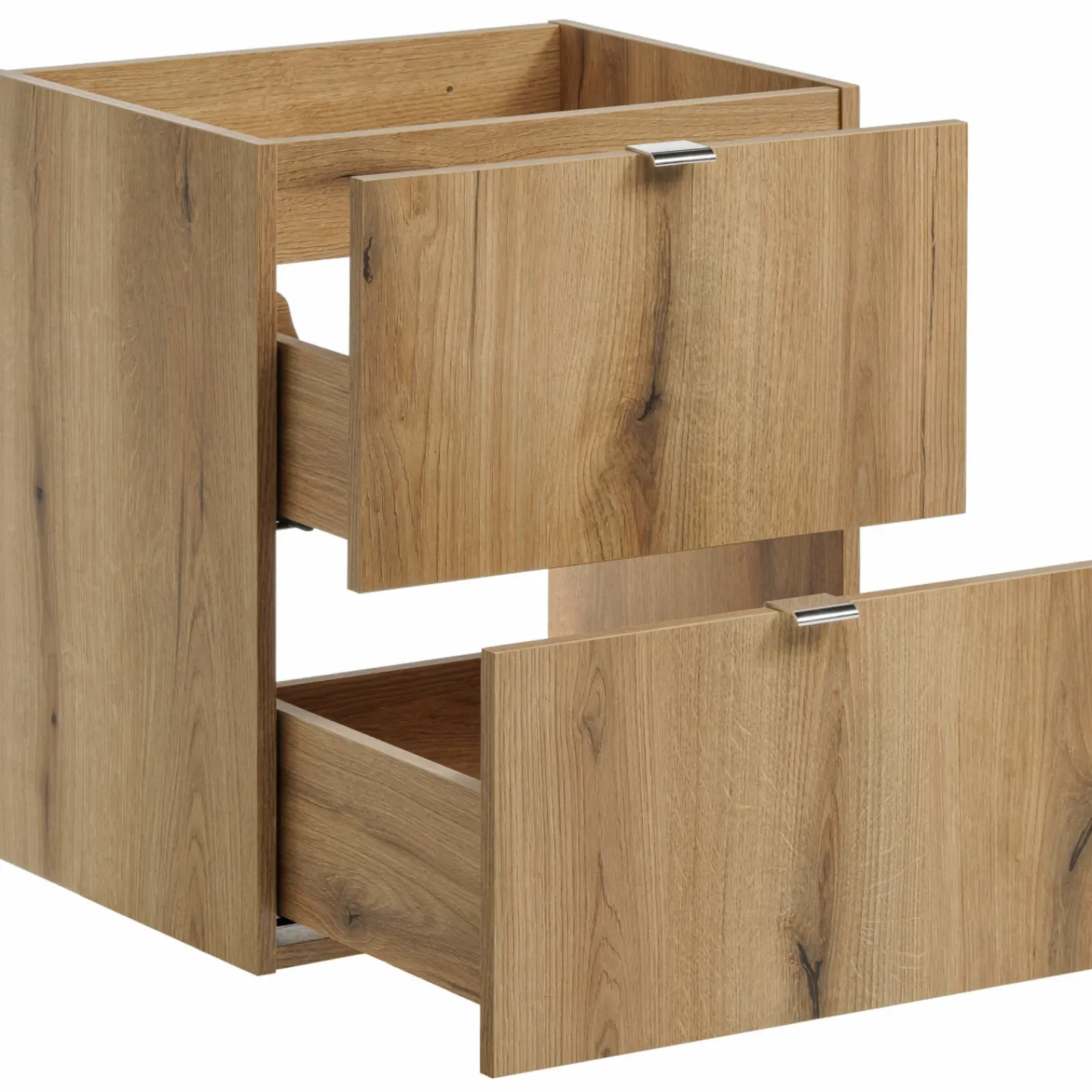 Garnero Arredamenti Mobile Bagno Sospeso-Mobile bagno sospeso 100cm con 2 lavabi, 4 cassetti e colonna rovere Rovery