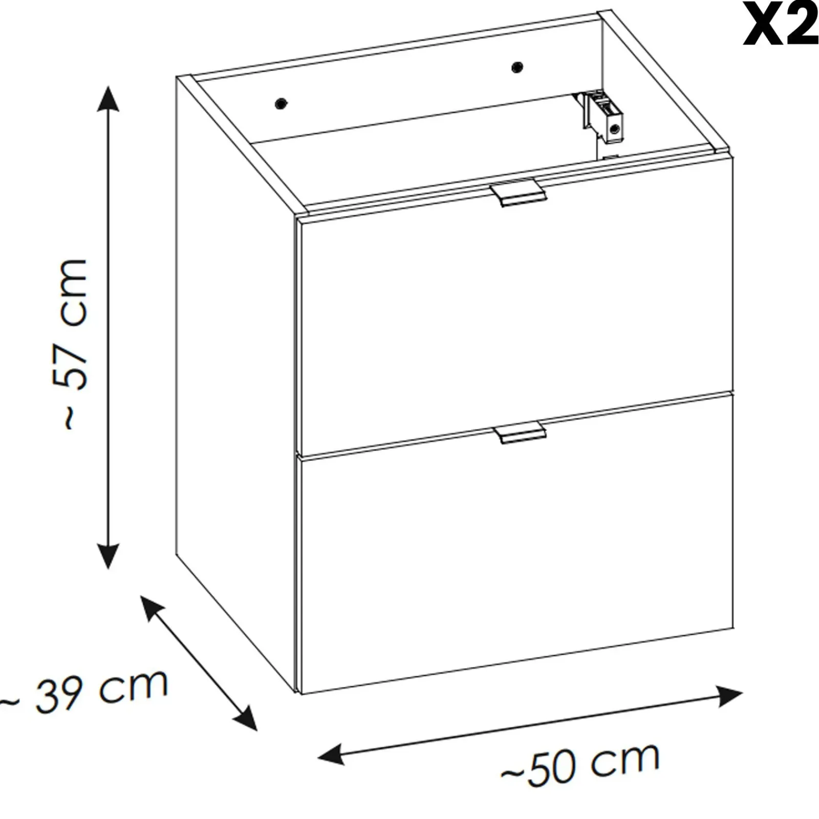 Garnero Arredamenti Mobile Bagno Sospeso-Mobile bagno sospeso 100cm con 2 lavabi, 4 cassetti e colonna rovere Rovery