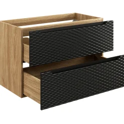 Garnero Arredamenti Mobile Bagno Sospeso-Mobile bagno sospeso 100cm con lavabo e colonna nero rovere Swim