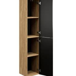 Garnero Arredamenti Mobile Bagno Sospeso-Mobile bagno sospeso 100cm con lavabo e colonna nero rovere Swim