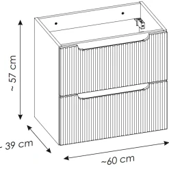 Garnero Arredamenti Mobile Bagno Sospeso-Mobile bagno sospeso 80cm cannettato 2 cassetti e vani rovere Cleany Nero