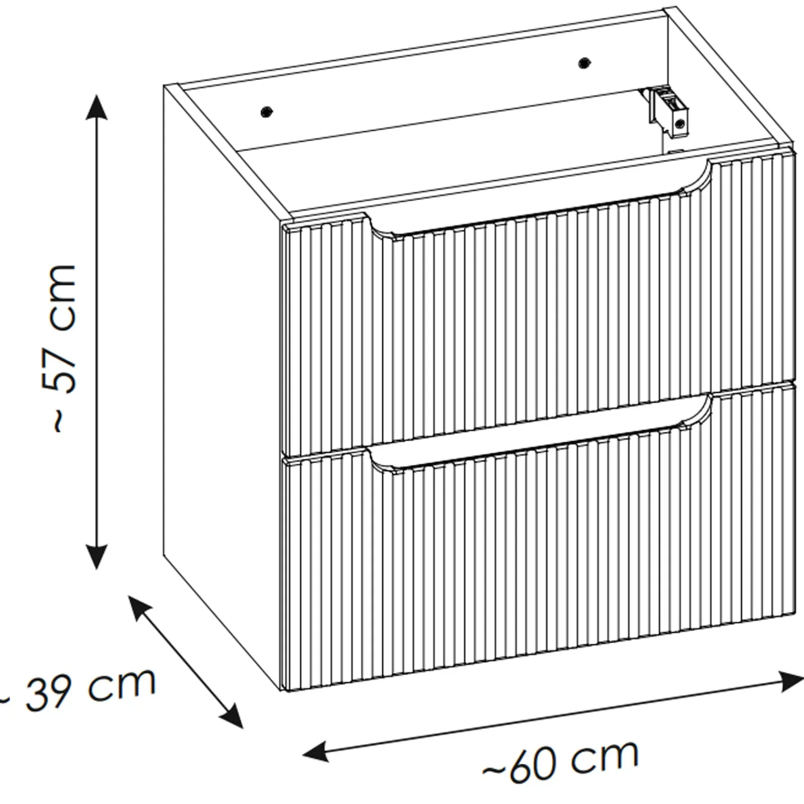 Garnero Arredamenti Mobile Bagno Sospeso-Mobile bagno sospeso 80cm cannettato 2 cassetti e vani rovere Cleany Nero