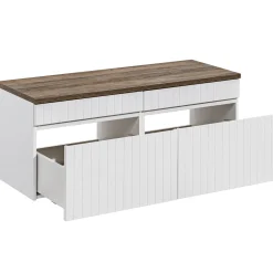 Garnero Arredamenti Mobile Bagno Sospeso-Mobile bagno sospeso 160cm cannettato 2 cassettoni bianco quercia Autentic