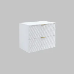 Garnero Arredamenti Mobile Bagno Sospeso-Mobile bagno sospeso 80cm con colonna bianco frontali decorati Konny Bianco Lucido - Bianco opaco