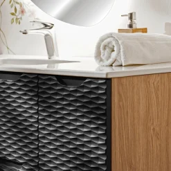 Garnero Arredamenti Mobile Bagno Sospeso-Mobile bagno sospeso 120cm con lavabo da incasso nero rovere Swim Nero - Rovere