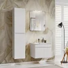 Garnero Arredamenti Mobile Bagno Sospeso-Mobile bagno sospeso 60cm cannettato con lavabo da incasso, colonna e specchio bianco Autentic