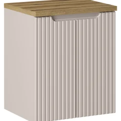 Garnero Arredamenti Mobile Bagno Sospeso-Mobile bagno sospeso 50cm cannettato 2 ante rovere Cleany Beige