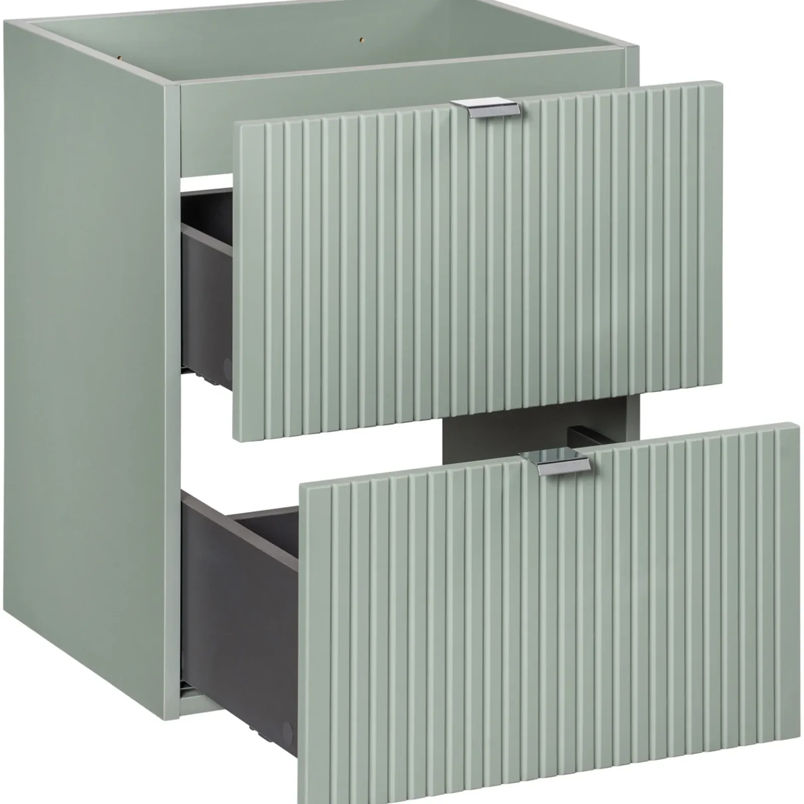 Garnero Arredamenti Mobile Bagno Sospeso-Mobile bagno sospeso 50cm cannettato 2 cassetti verde salvia rovere Greeny