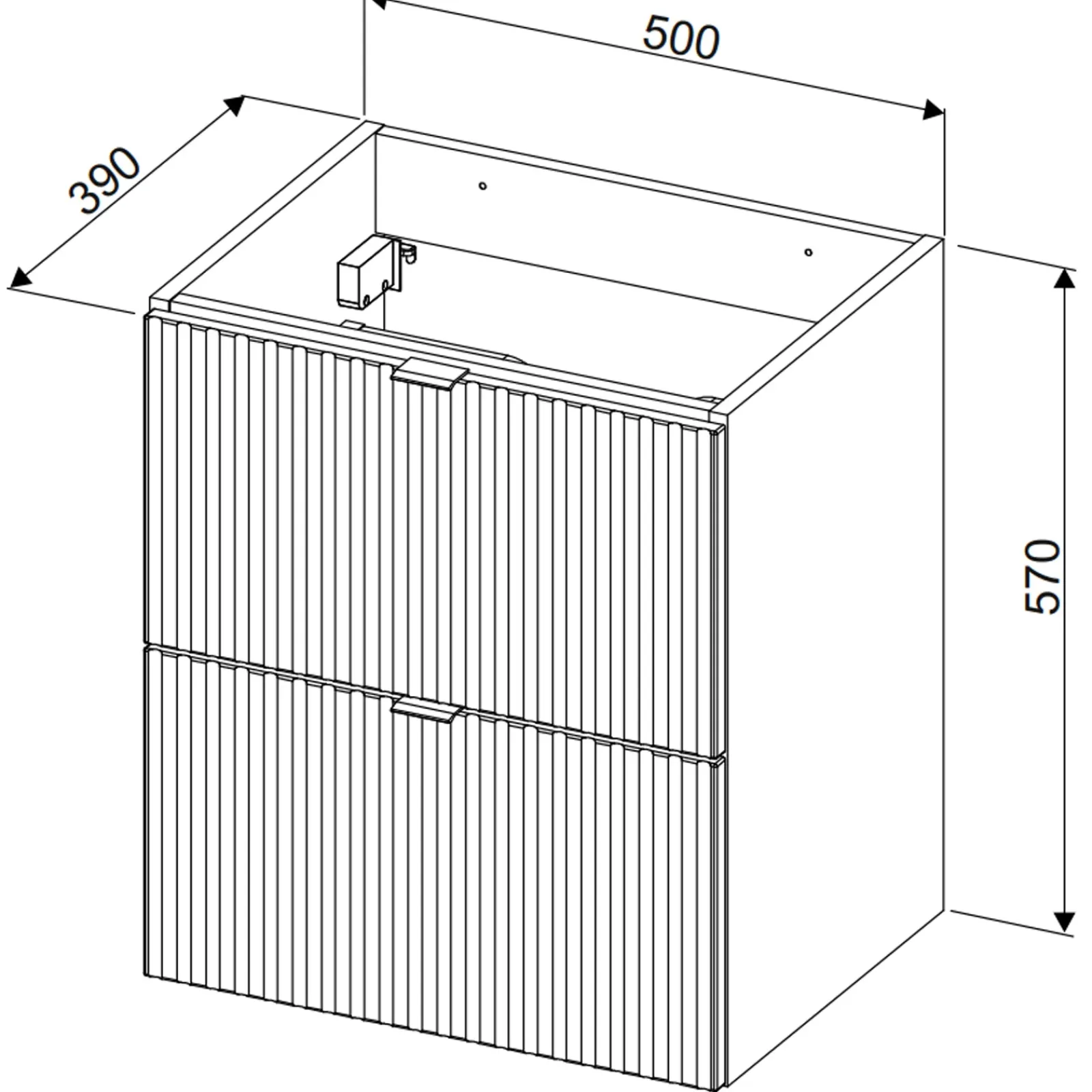 Garnero Arredamenti Mobile Bagno Sospeso-Mobile bagno sospeso 50cm cannettato 2 cassetti verde salvia rovere Greeny