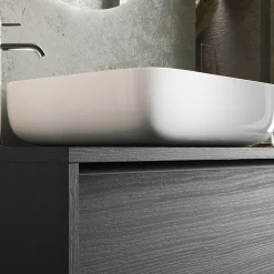 Garnero Arredamenti Mobile Bagno Sospeso-Mobile bagno sospeso 79cm con lavabo 2 cassetti nero frassinato Absolut