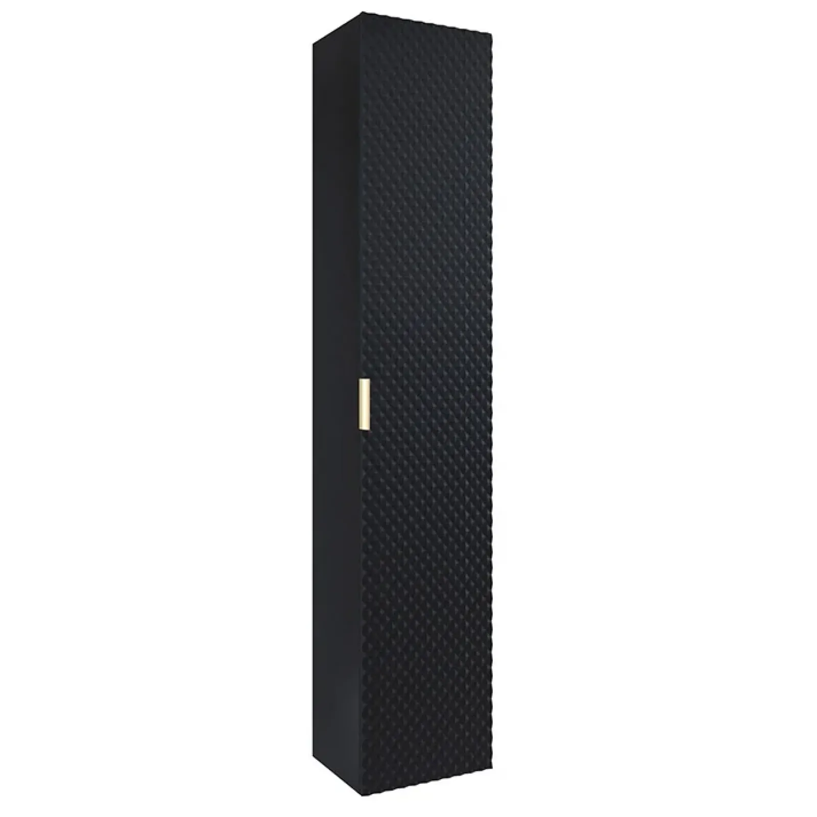 Garnero Arredamenti Mobile Bagno Sospeso-Mobile bagno sospeso 61cm con colonna nero frontali decorati Konny Nero Lucido - Nero opaco