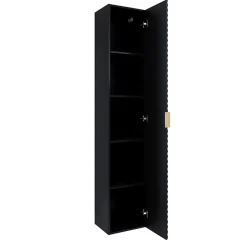 Garnero Arredamenti Mobile Bagno Sospeso-Mobile bagno sospeso 61cm con colonna nero frontali decorati Konny Nero Lucido - Nero opaco
