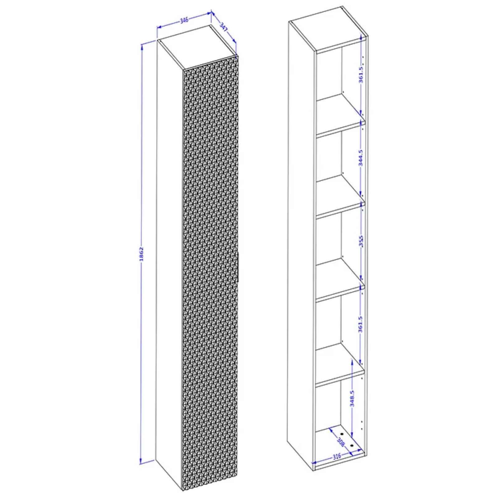 Garnero Arredamenti Mobile Bagno Sospeso-Mobile bagno sospeso 61cm con colonna nero frontali decorati Konny Nero Lucido - Nero opaco