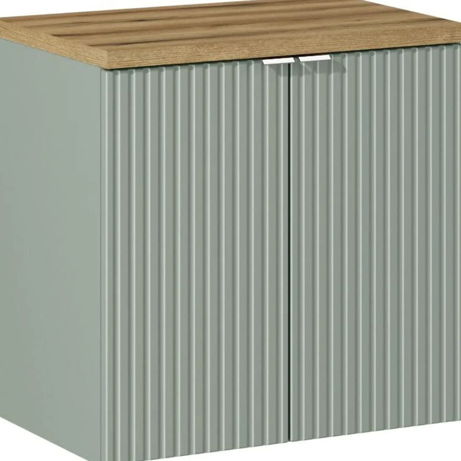 Garnero Arredamenti Mobile Bagno Sospeso-Mobile bagno sospeso 60cm cannettato 2 ante verde salvia rovere Greeny