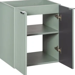 Garnero Arredamenti Mobile Bagno Sospeso-Mobile bagno sospeso 60cm cannettato 2 ante verde salvia rovere Greeny