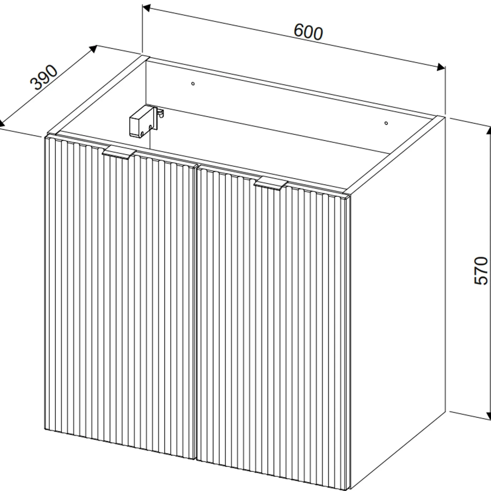 Garnero Arredamenti Mobile Bagno Sospeso-Mobile bagno sospeso 60cm cannettato 2 ante verde salvia rovere Greeny