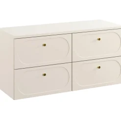 Garnero Arredamenti Mobile Bagno Sospeso-Mobile bagno sospeso 120cm fresato 4 cassetti beige Sand