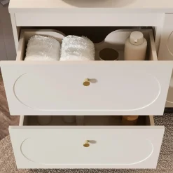 Garnero Arredamenti Mobile Bagno Sospeso-Mobile bagno sospeso 120cm fresato 4 cassetti beige Sand