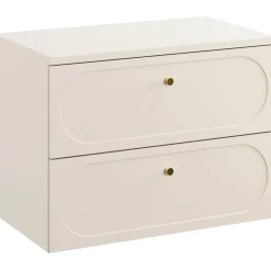 Garnero Arredamenti Mobile Bagno Sospeso-Mobile bagno sospeso 80cm fresato 2 cassetti beige Sand