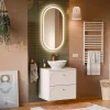 Garnero Arredamenti Mobile Bagno Sospeso-Mobile bagno sospeso 60cm fresato 2 cassetti beige Sand