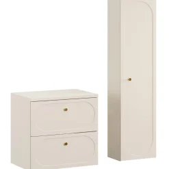 Garnero Arredamenti Mobile Bagno Sospeso-Mobile bagno sospeso fresato 60cm con colonna beige Sand