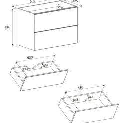Garnero Arredamenti Mobile Bagno Sospeso-Mobile bagno sospeso fresato 60cm con colonna beige Sand