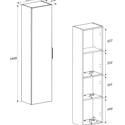 Garnero Arredamenti Mobile Bagno Sospeso-Mobile bagno sospeso fresato 60cm con colonna beige Sand