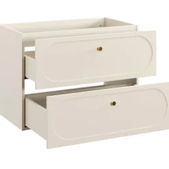 Garnero Arredamenti Mobile Bagno Sospeso-Mobile bagno sospeso fresato 80cm con lavabo 2 cassetti beige Sand