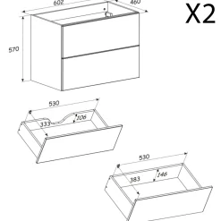 Garnero Arredamenti Mobile Bagno Sospeso-Mobile bagno sospeso fresato 120cm con colonna beige Sand